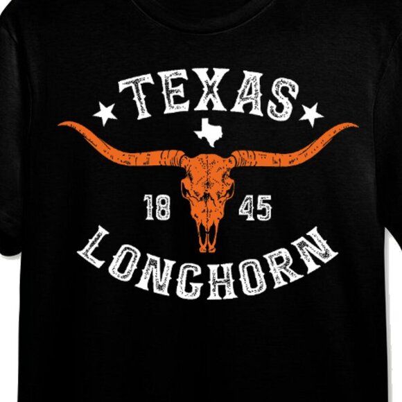 Texas 1845 Longhorn Cowboy Rodeo Western Graphic Tee Texas Pride Gift Shirt 91 - Picture 2 of 5